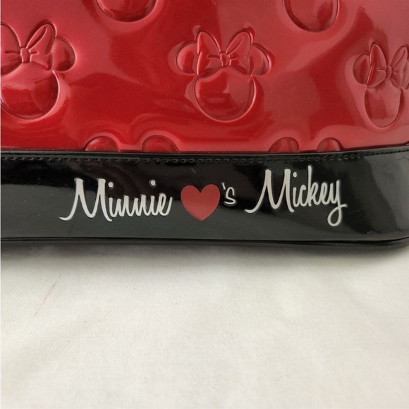 Disney Loungefly Bowler Bag Minnie Loves Mickey Red Black  with Tag - Picture 8 of 11